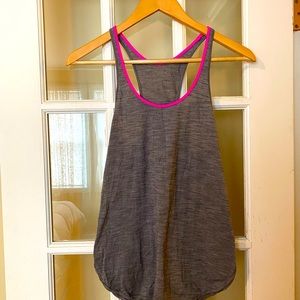 Lulu lemon tank with neon pink trim